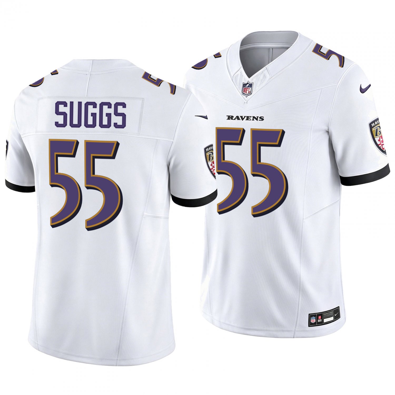 Baltimore Ravens #55 Terrell Suggs White Men's&Youth Jersey