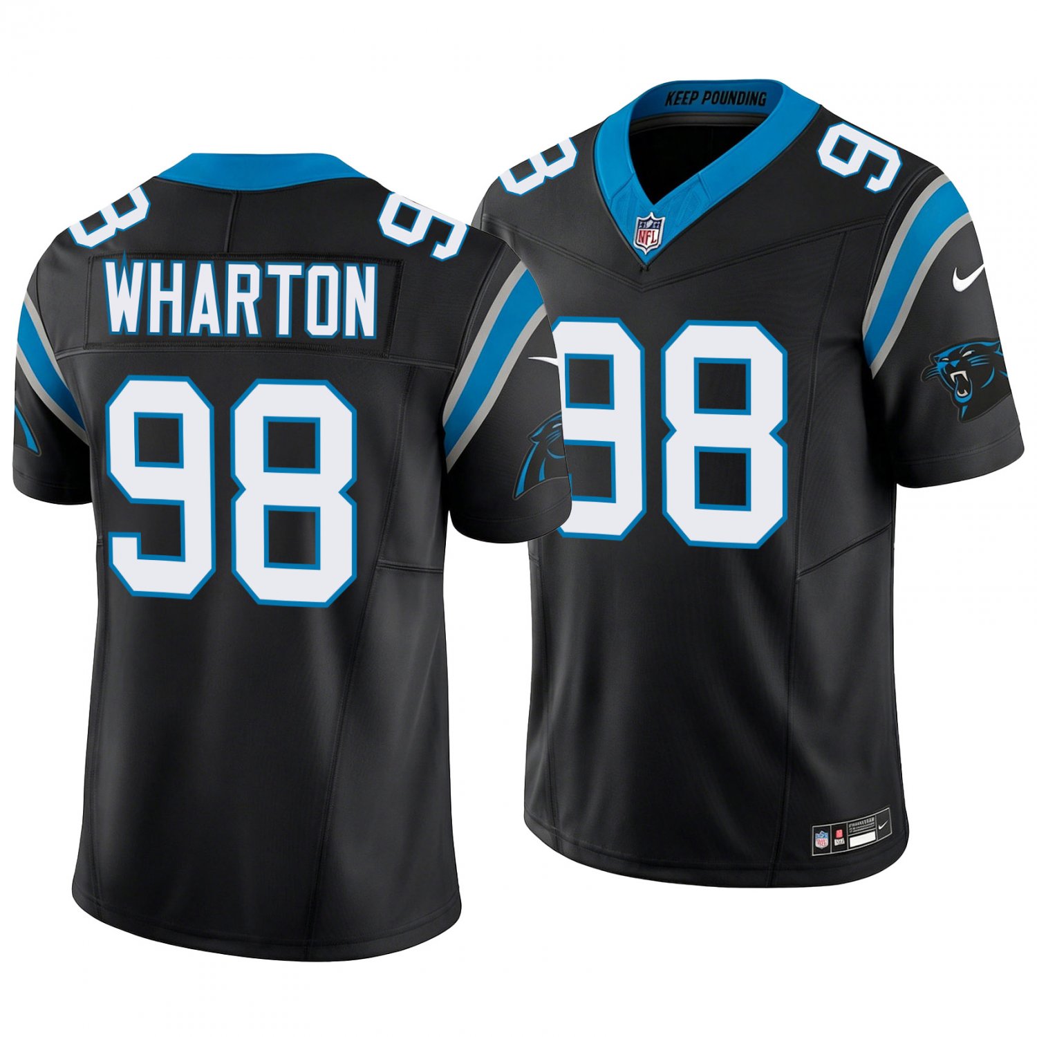 Carolina Panthers #98 Tershawn Wharton Black Men's&Youth Jersey