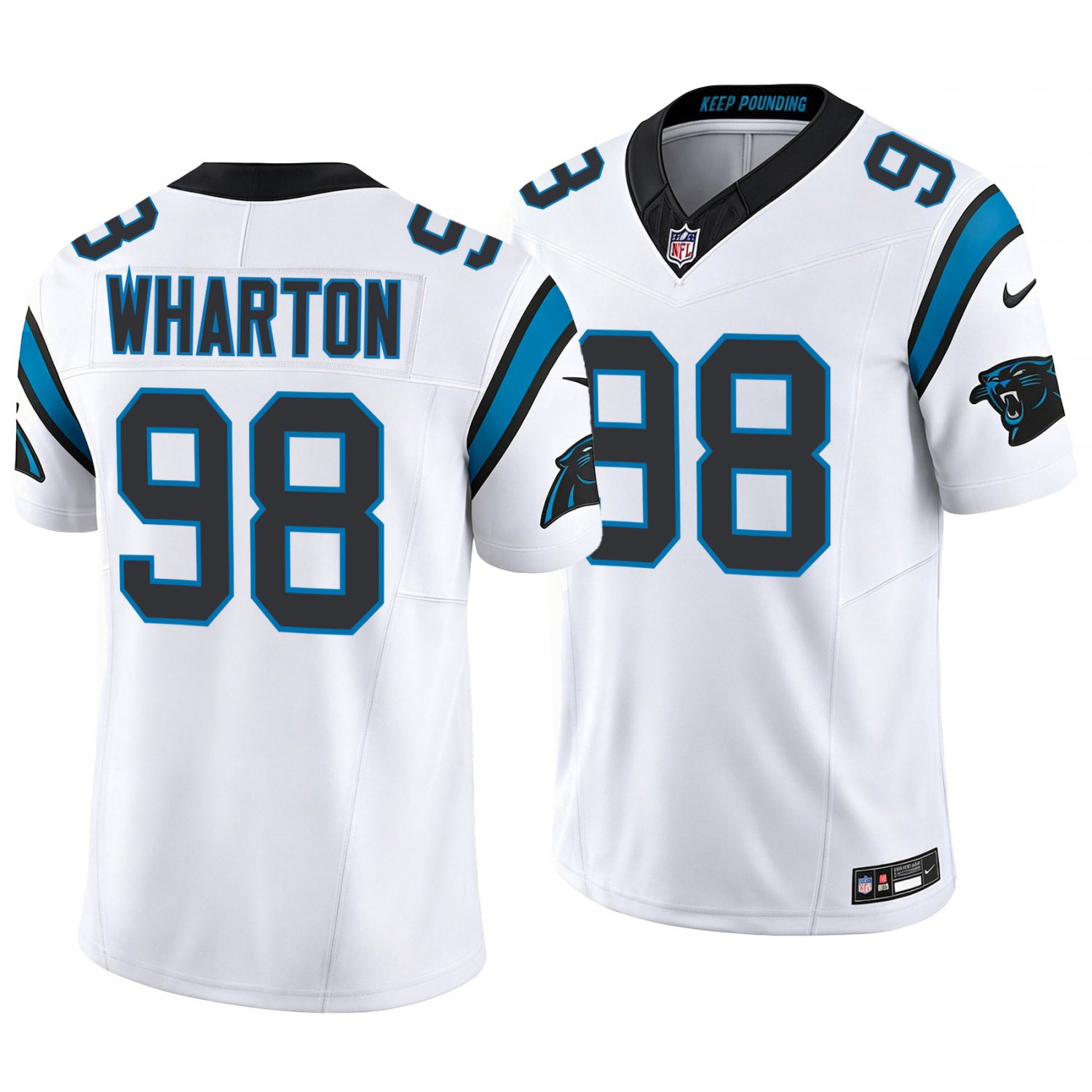 Carolina Panthers #98 Tershawn Wharton White Men's&Youth Jersey