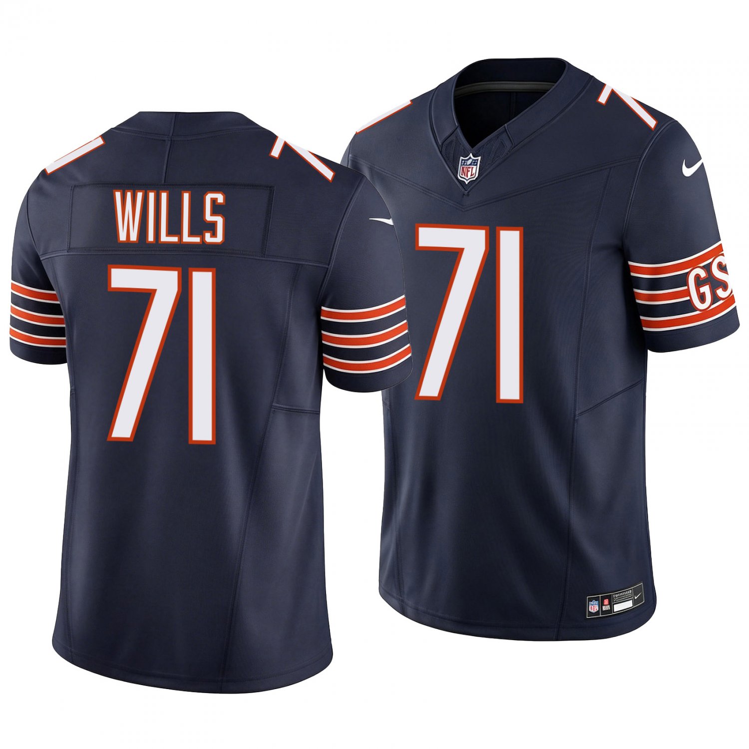 Chicago Bears #71 Jedrick Wills Navy Men's&Youth Jersey