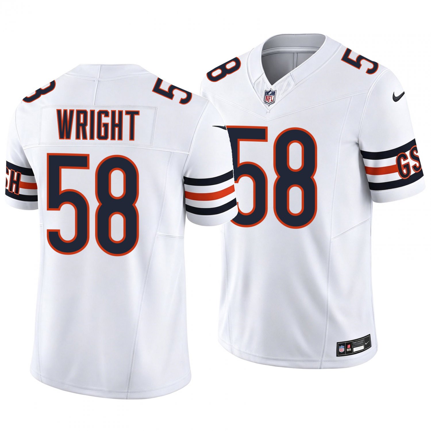 Chicago Bears #58 Darnell Wright White Men's&Youth Jersey
