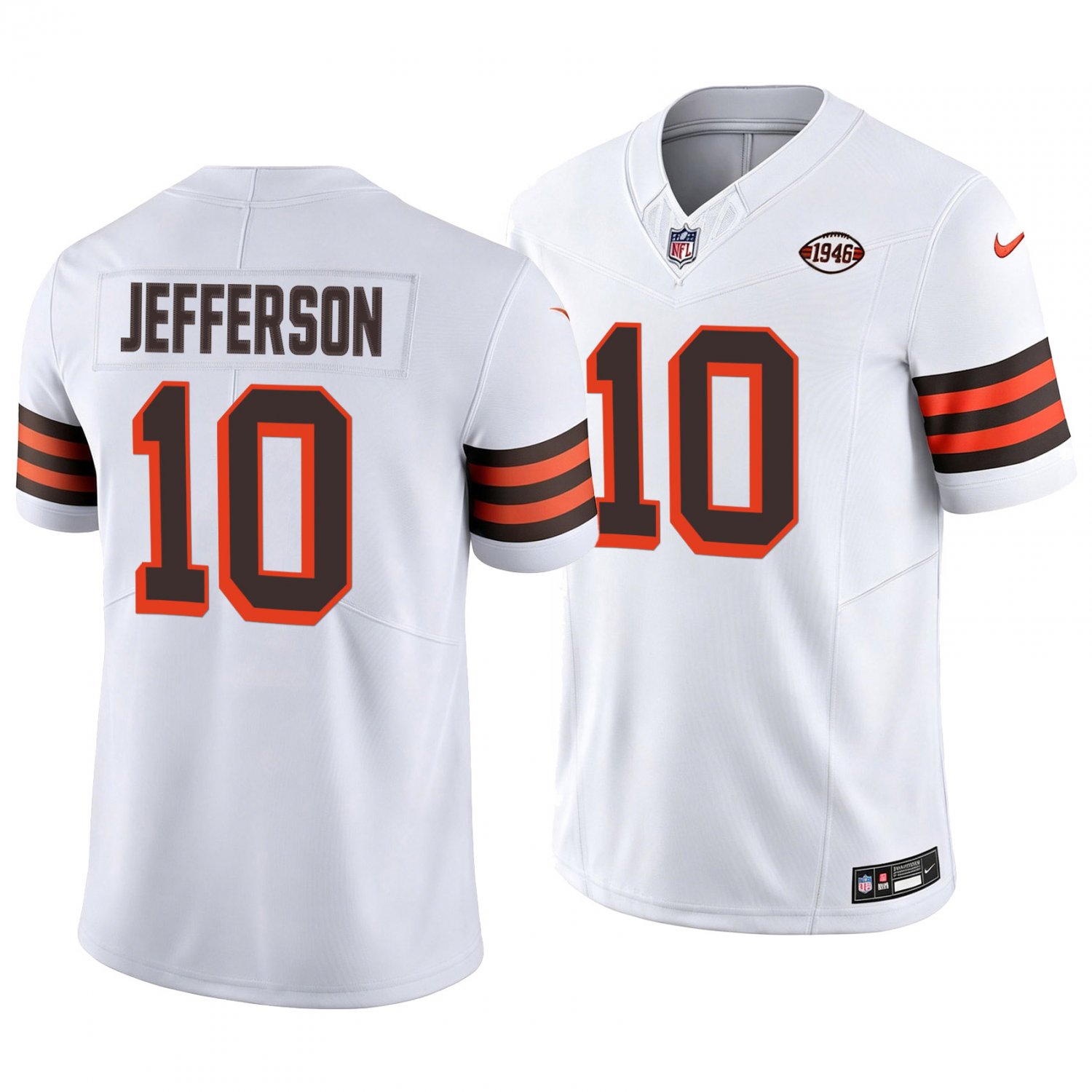 Cleveland Browns #10 Justin Jefferson White Throwback Men's&Youth Jersey