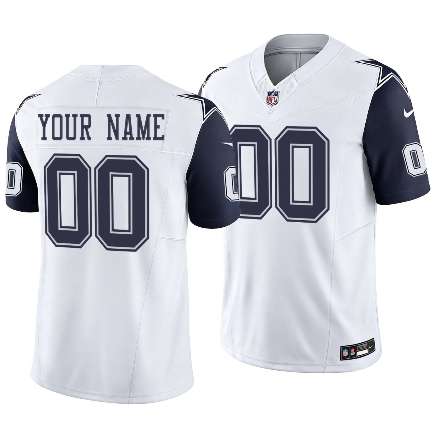 Dallas Cowboys #00 Custom Name And Number White Alternate Men's&Youth Jersey