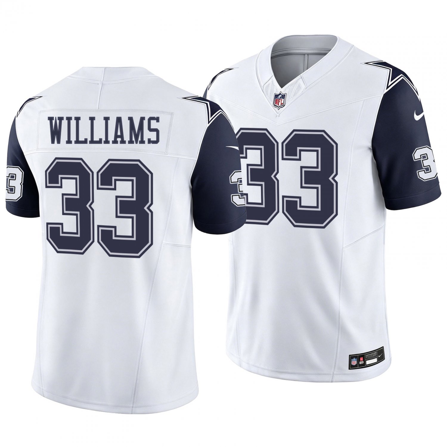 Dallas Cowboys #33 Javonte Williams White Alternate Men's&Youth Jersey