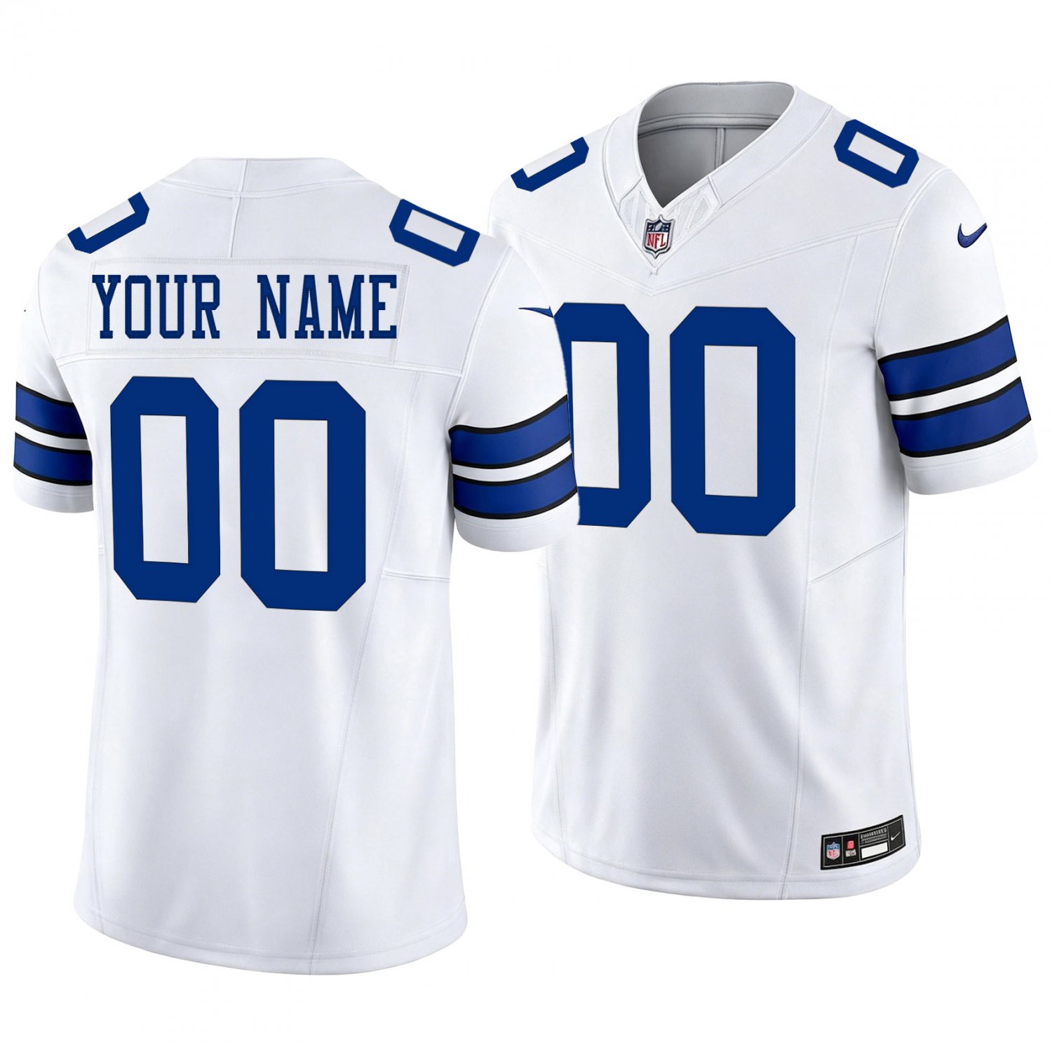 Dallas Cowboys #00 Custom Name And Number White Men's&Youth Jersey