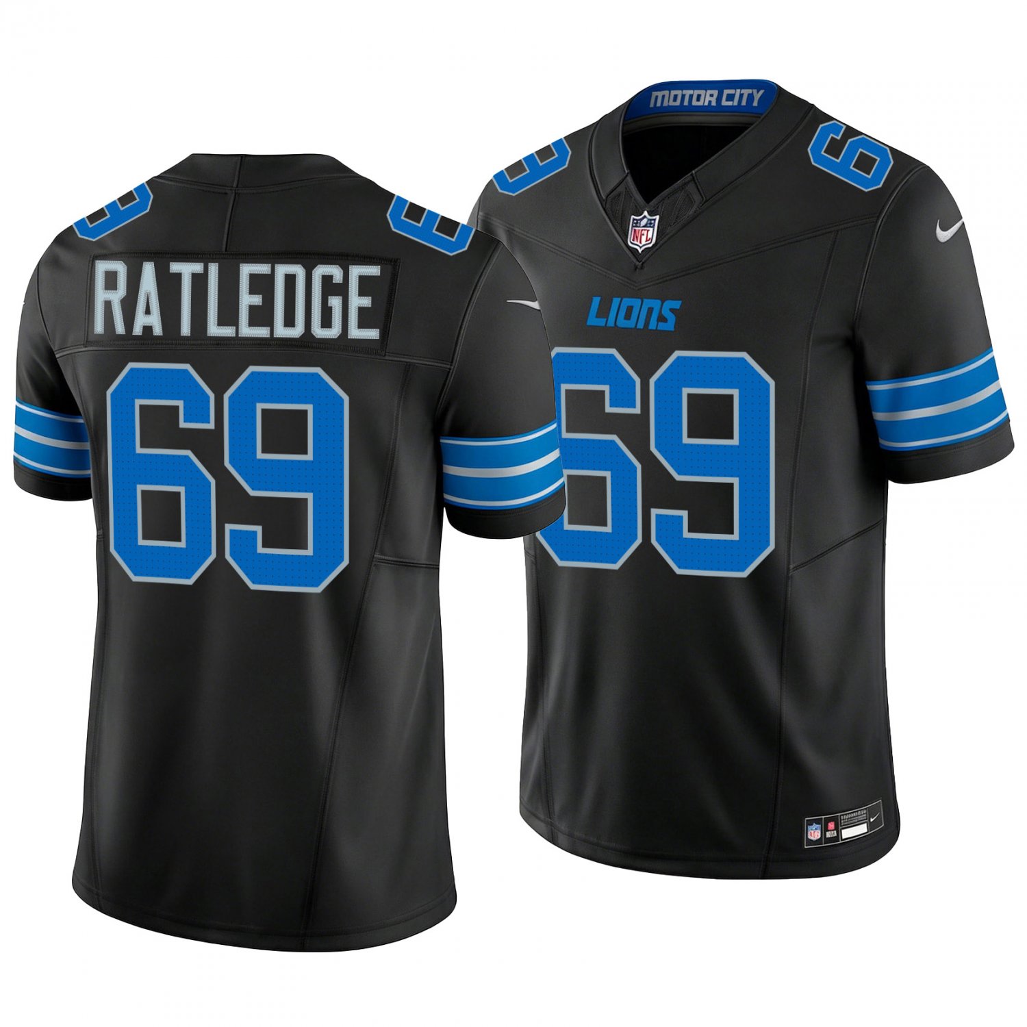 Detroit Lions #69 Tate Ratledge Black Men's&Youth Jersey