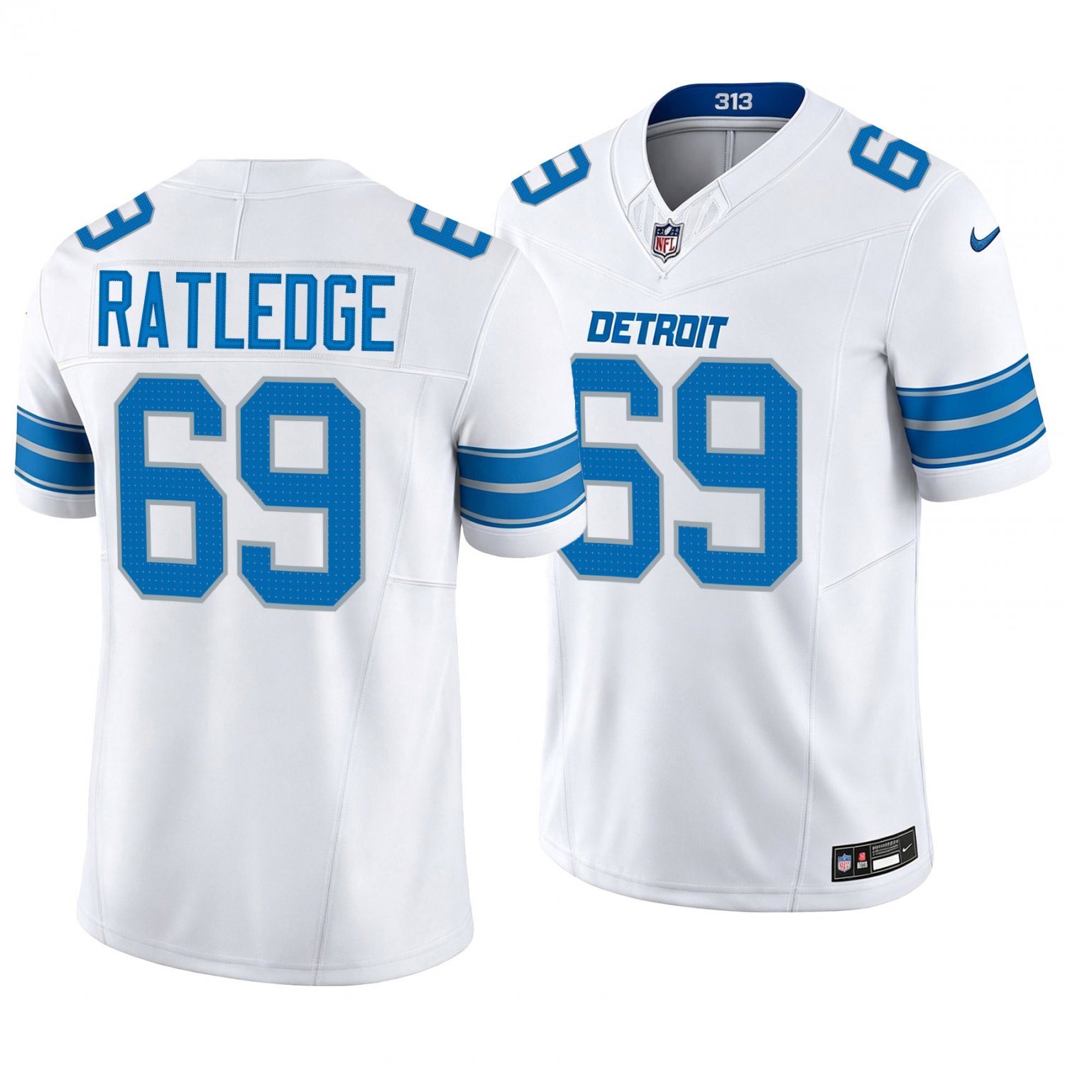 Detroit Lions #69 Tate Ratledge White Men's&Youth Jersey