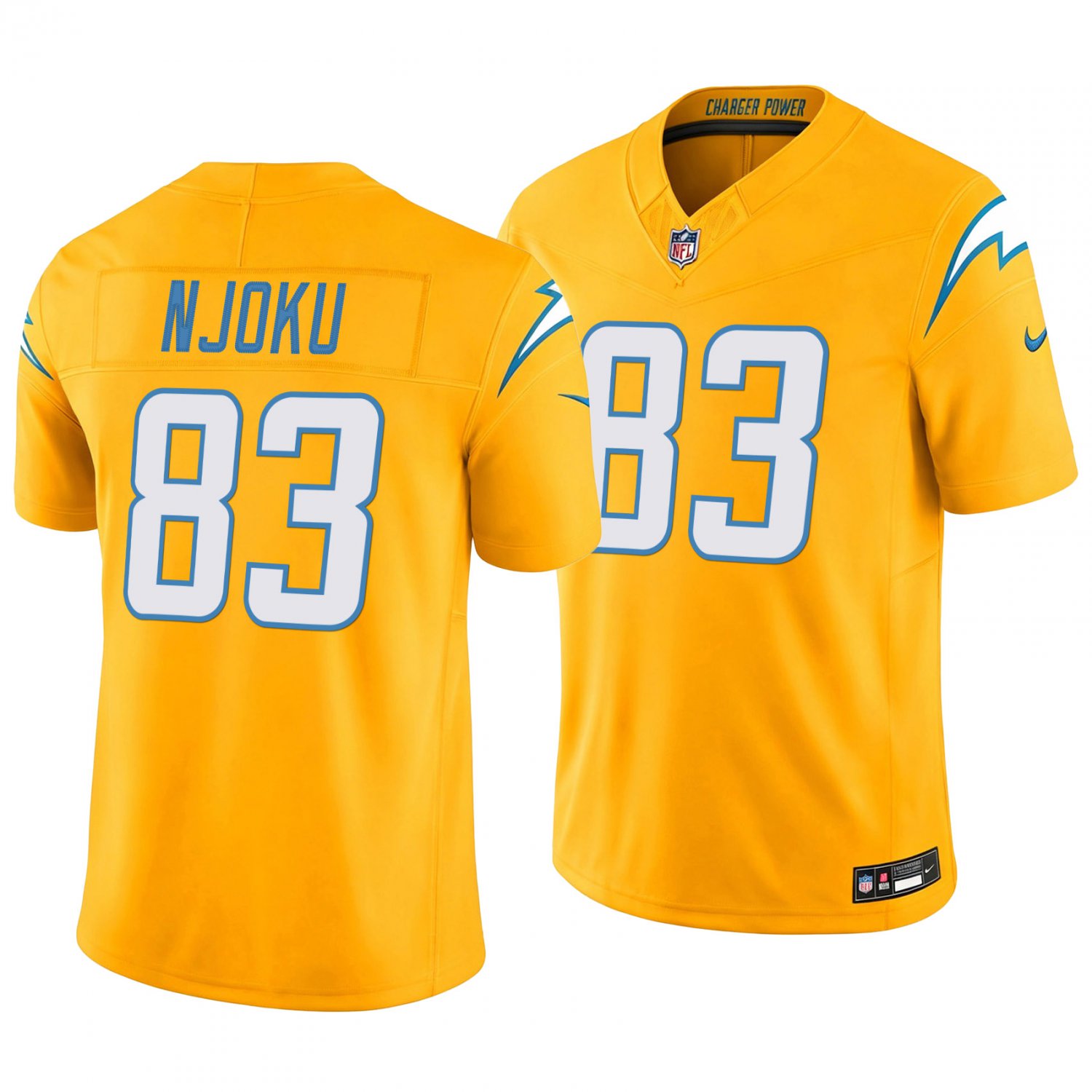 Los Angeles Chargers #83 David Njoku Gold Men's&Youth Jersey