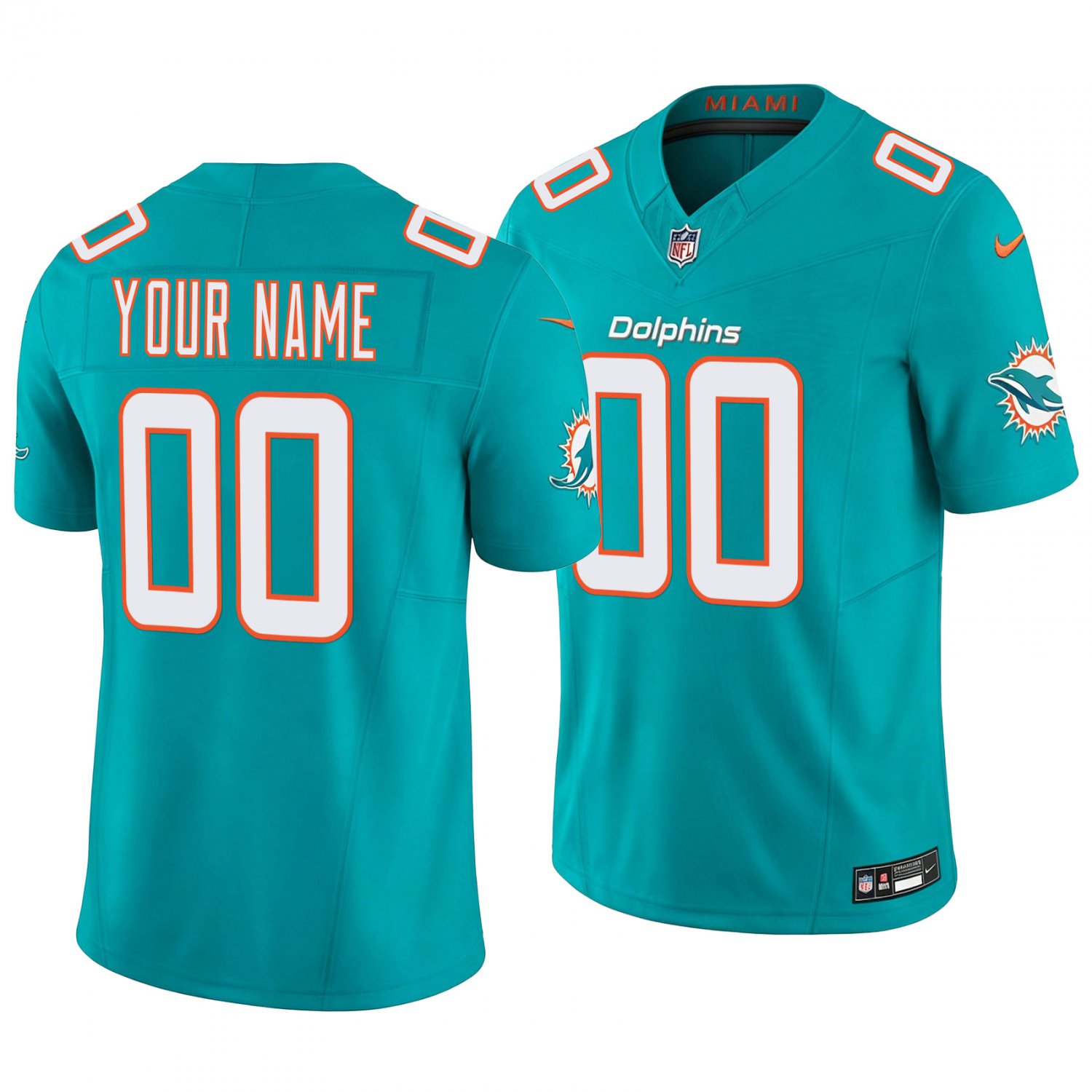 Miami Dolphins #00 Custom Name And Number Aqua Men's&Youth Jersey