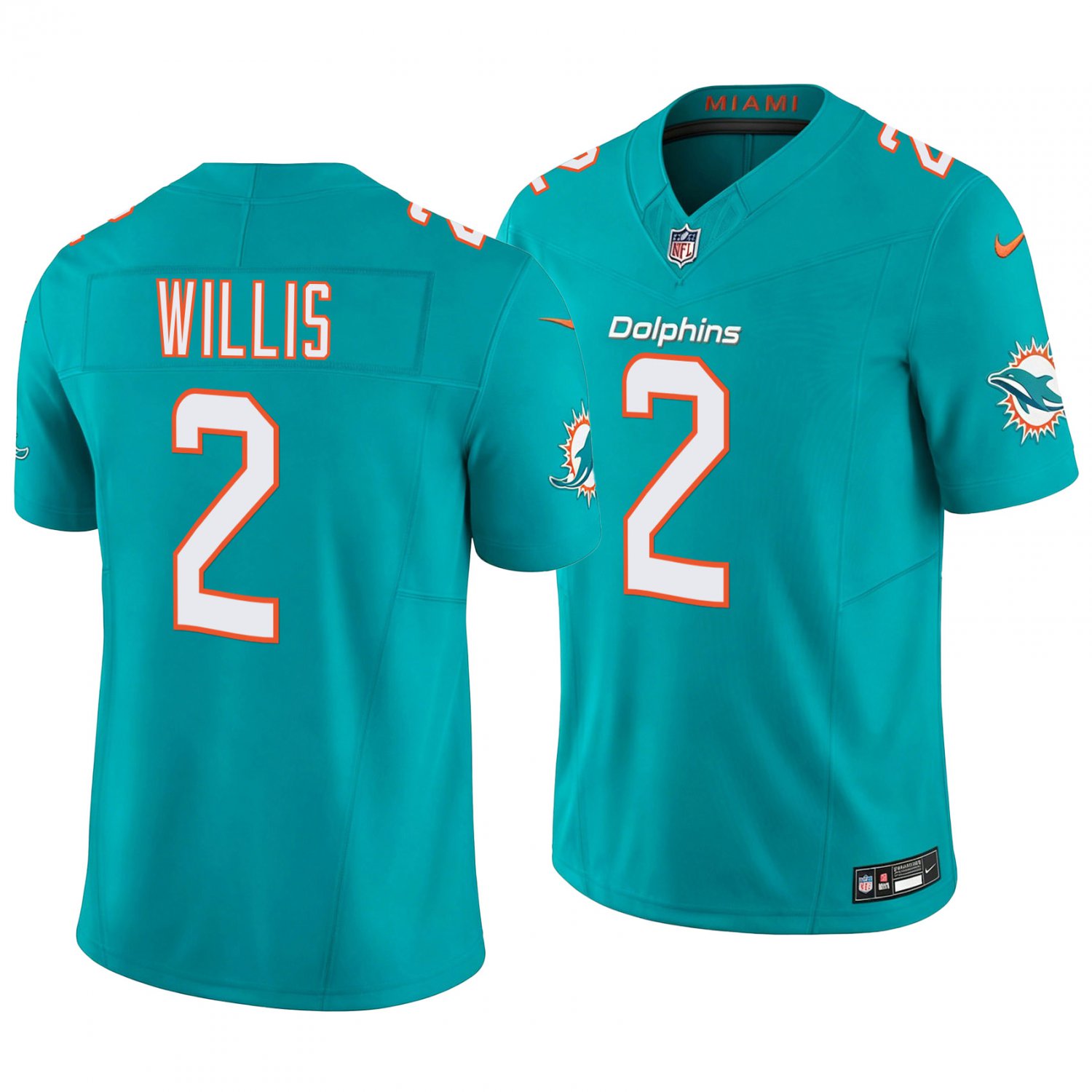 Miami Dolphins #2 Malik Willis Aqua Men's&Youth Jersey