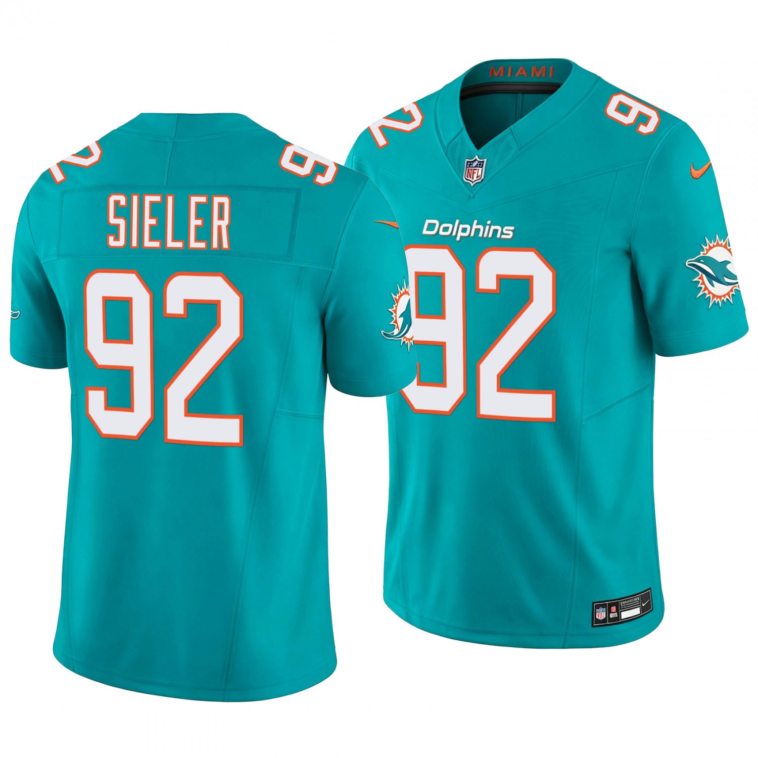 Miami Dolphins #92 Zach Sieler Aqua Men's&Youth Jersey