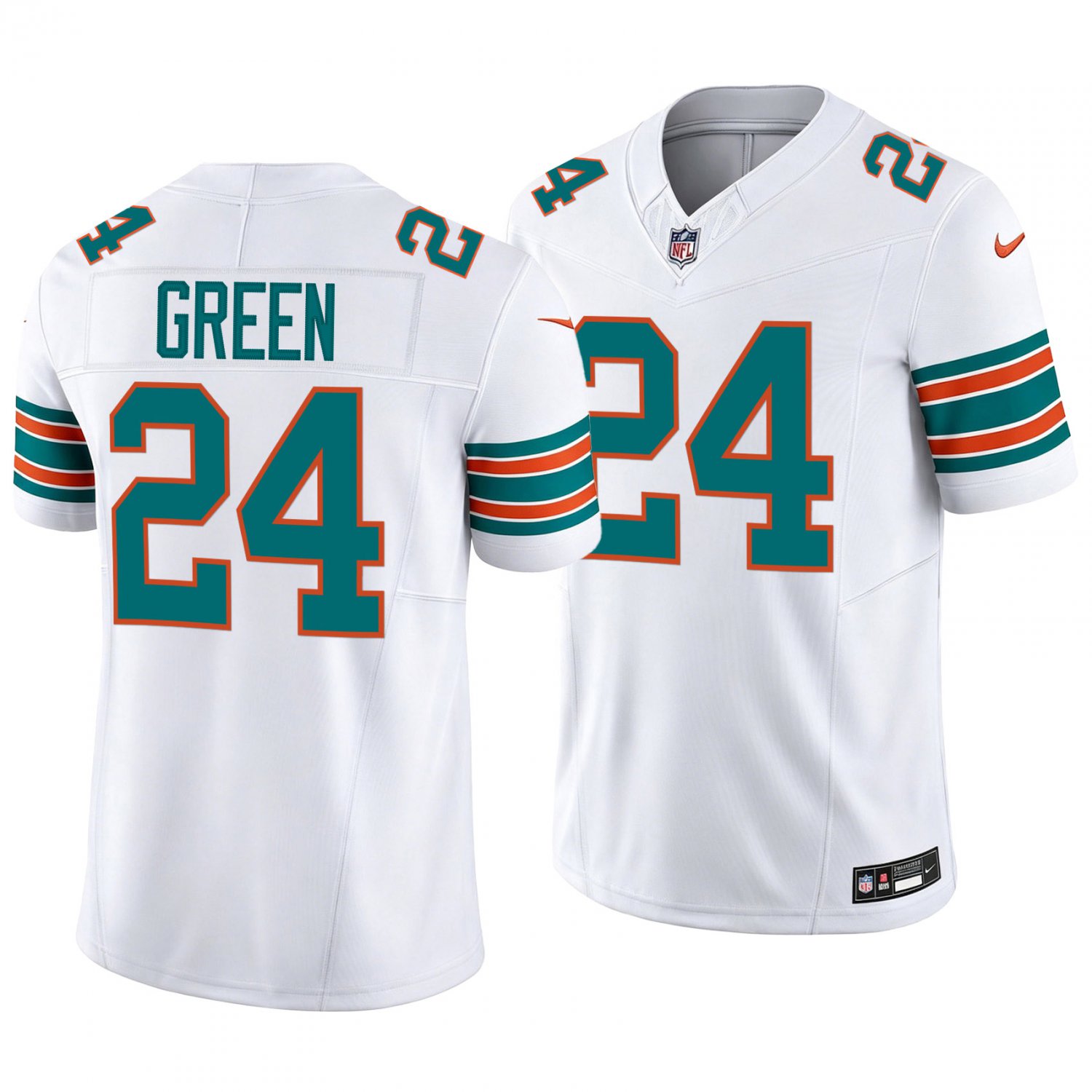 Miami Dolphins #24 A.J. Green White Throwback Men's&Youth Jersey