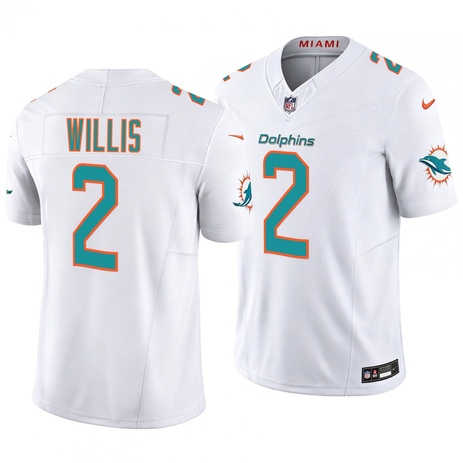 Miami Dolphins #2 Malik Willis White Men's&Youth Jersey