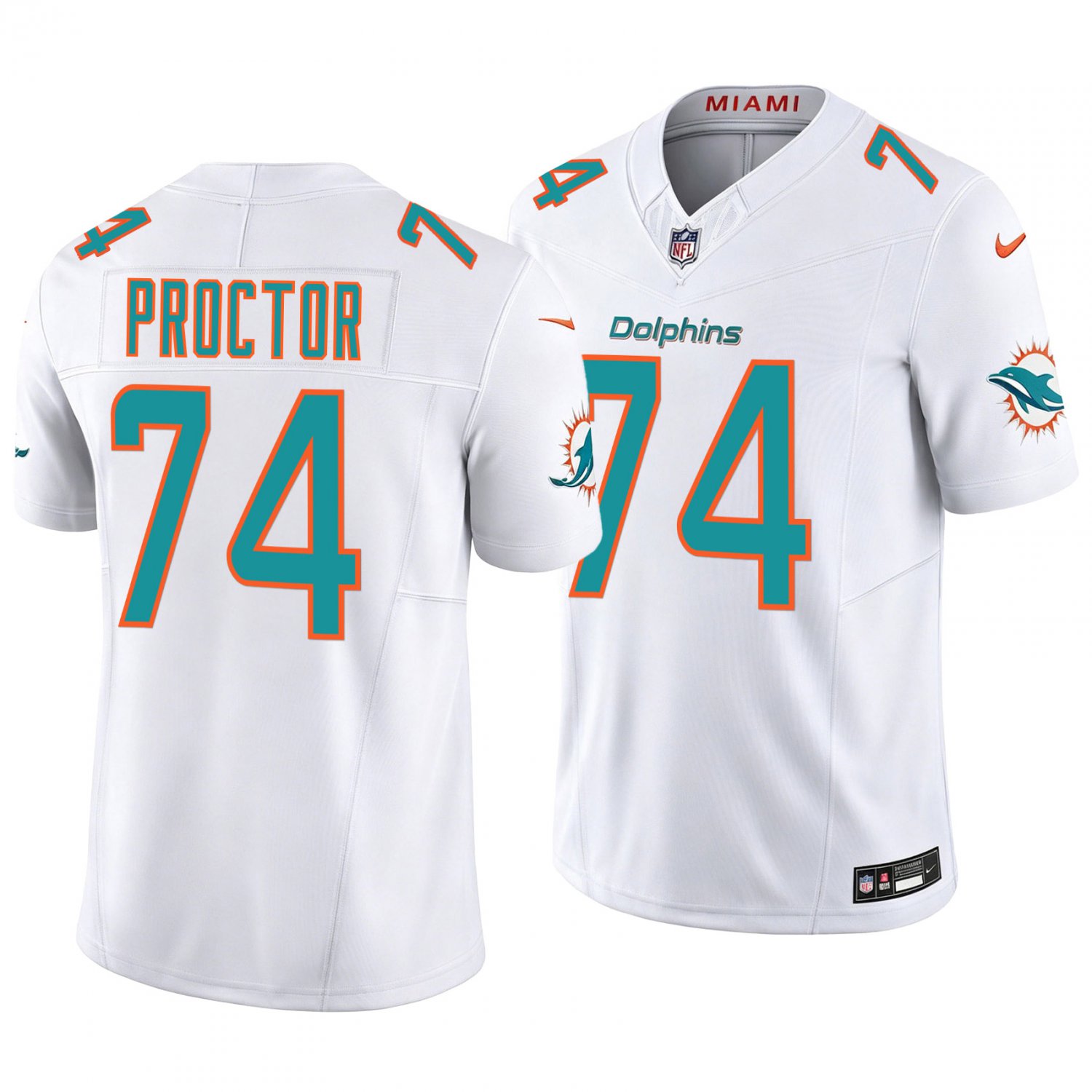 Miami Dolphins #74 Kadyn Proctor White Men's&Youth Jersey