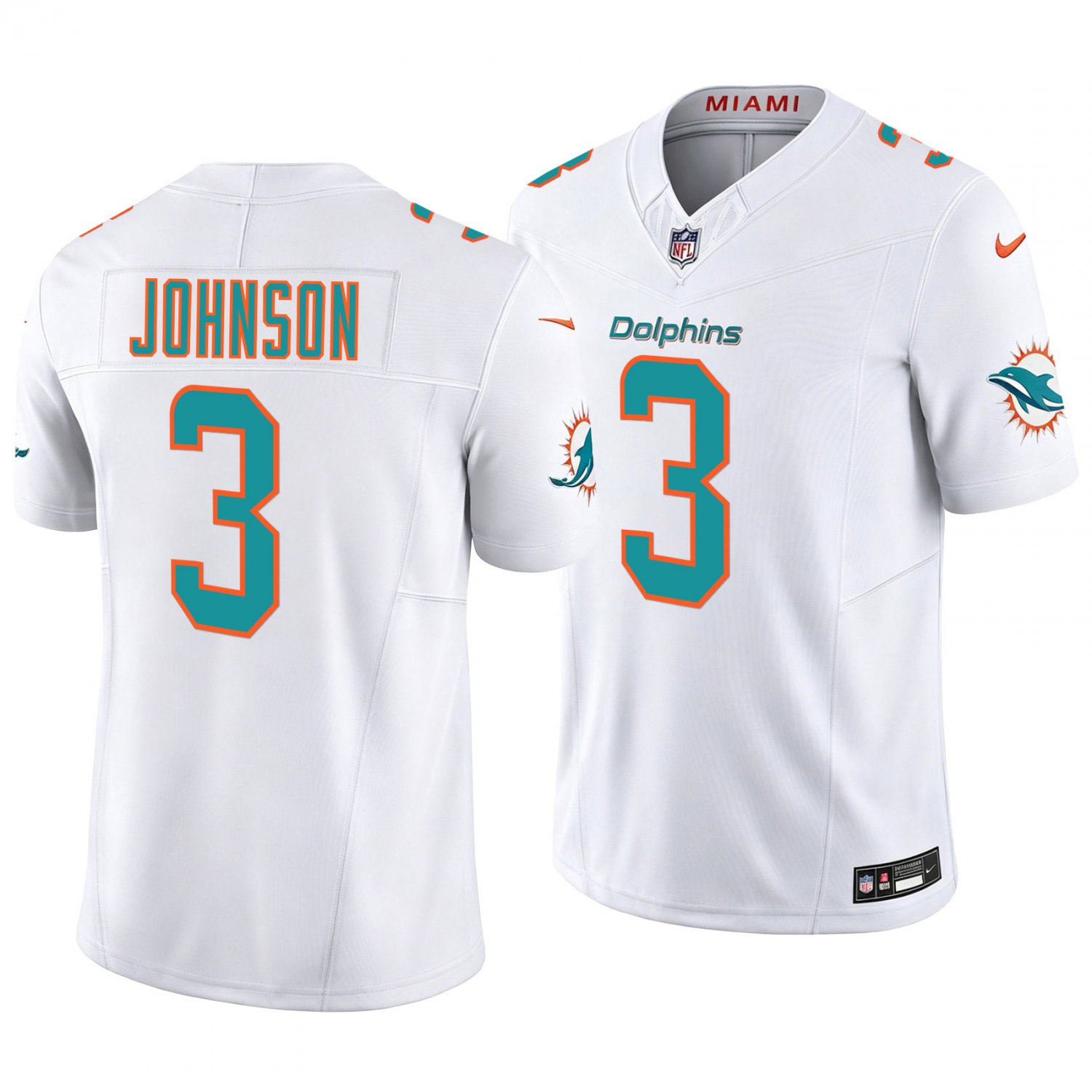 Miami Dolphins #3 Chris Johnson White Men's&Youth Jersey