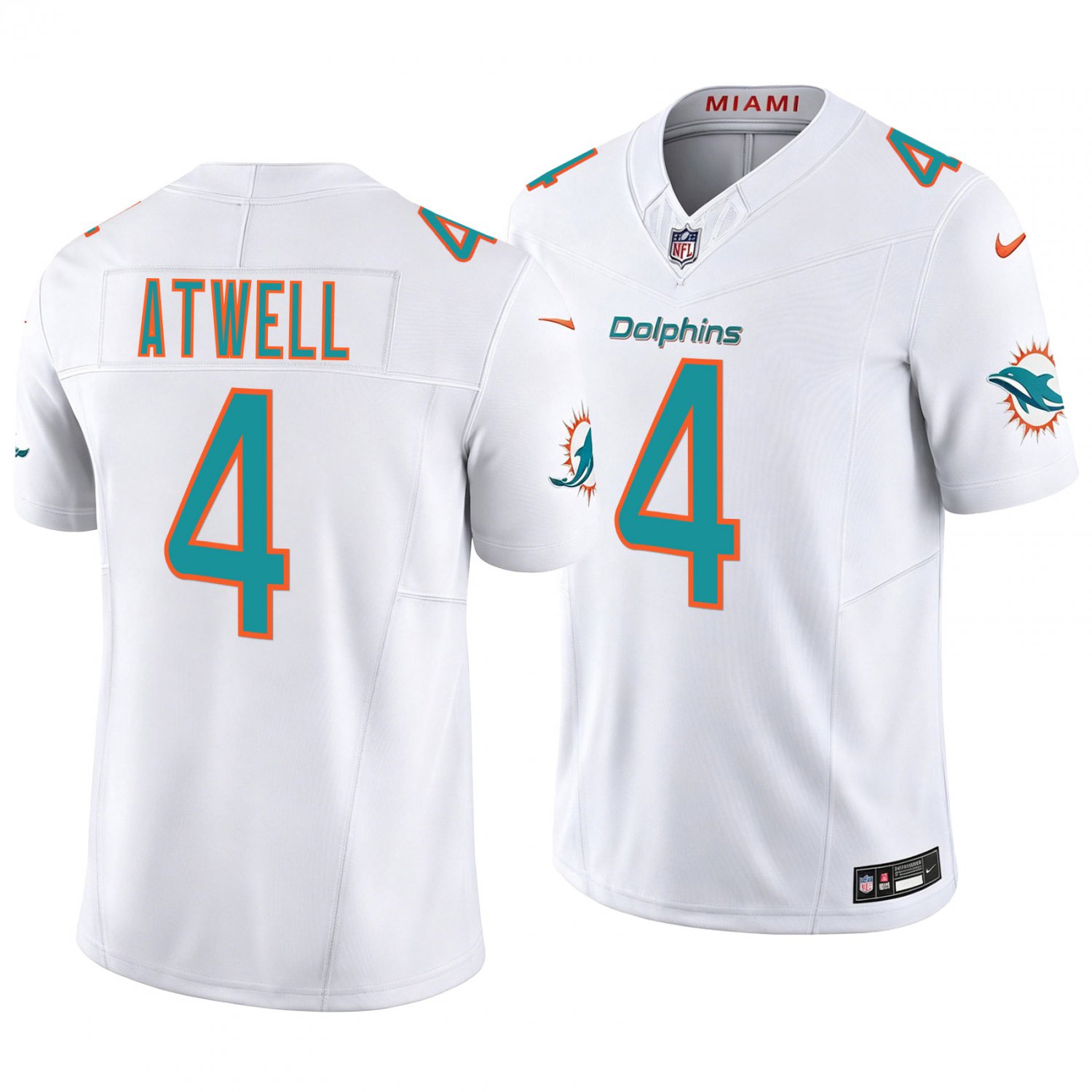 Miami Dolphins #4 Tutu Atwell White Men's&Youth Jersey