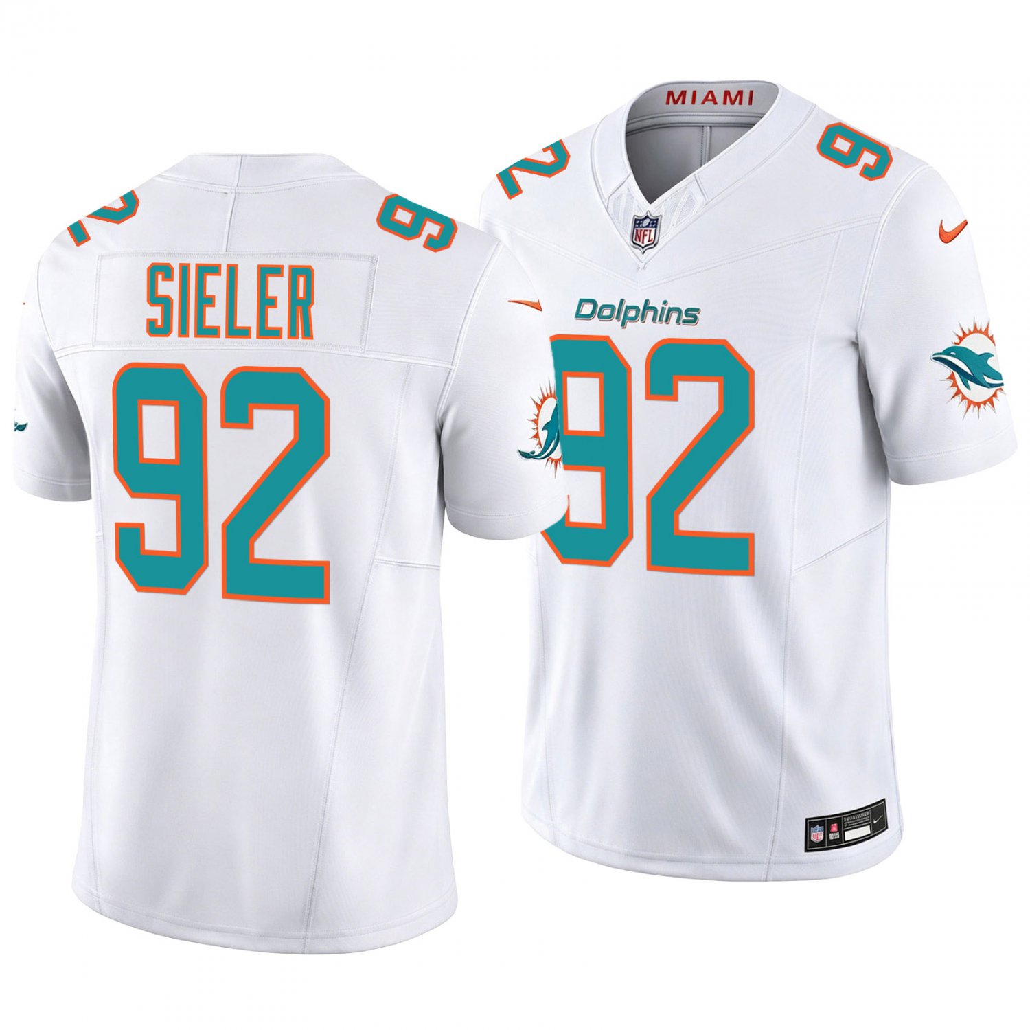 Miami Dolphins #92 Zach Sieler White Men's&Youth Jersey