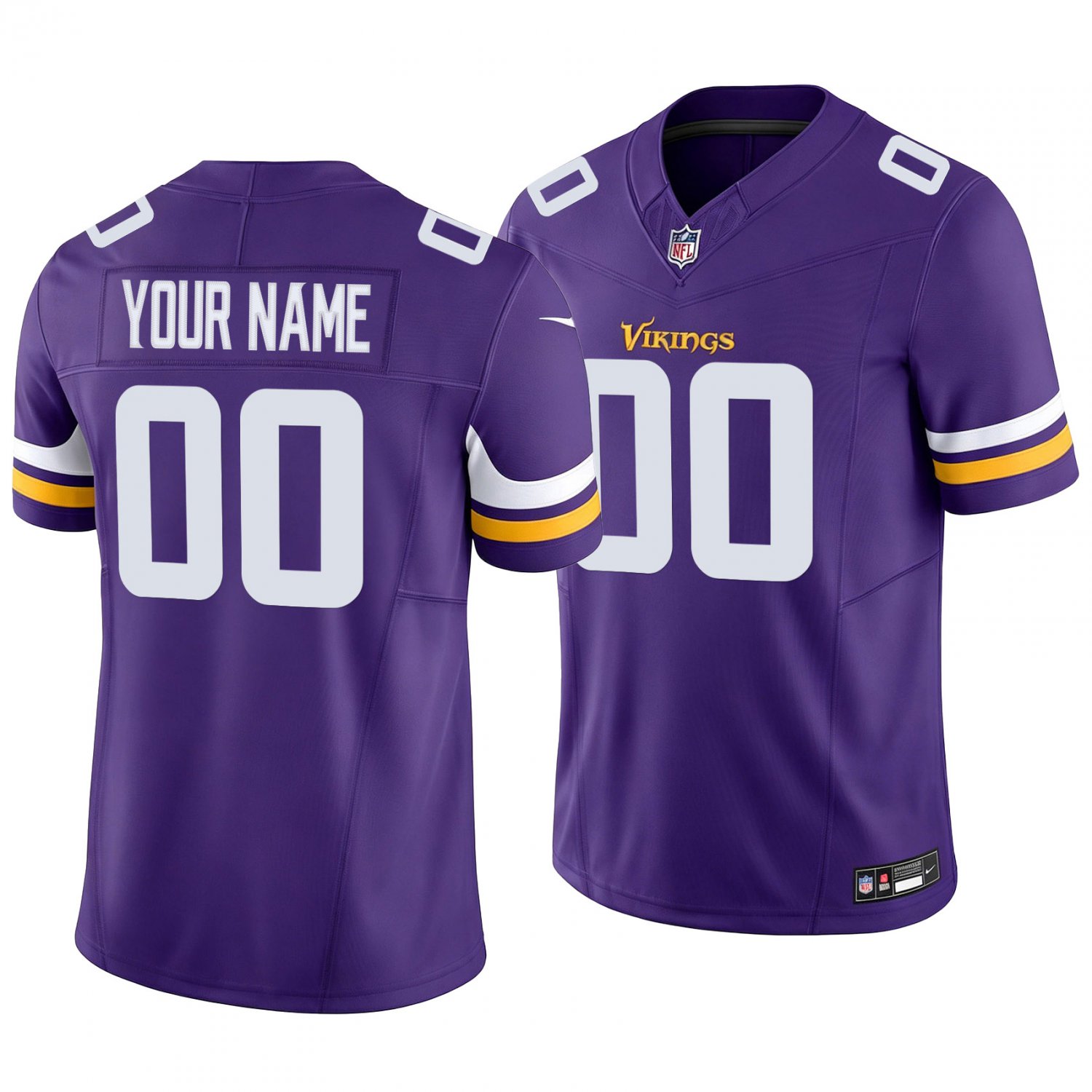 Minnesota Vikings #00 Custom Name And Number Purple Men's&Youth Jersey