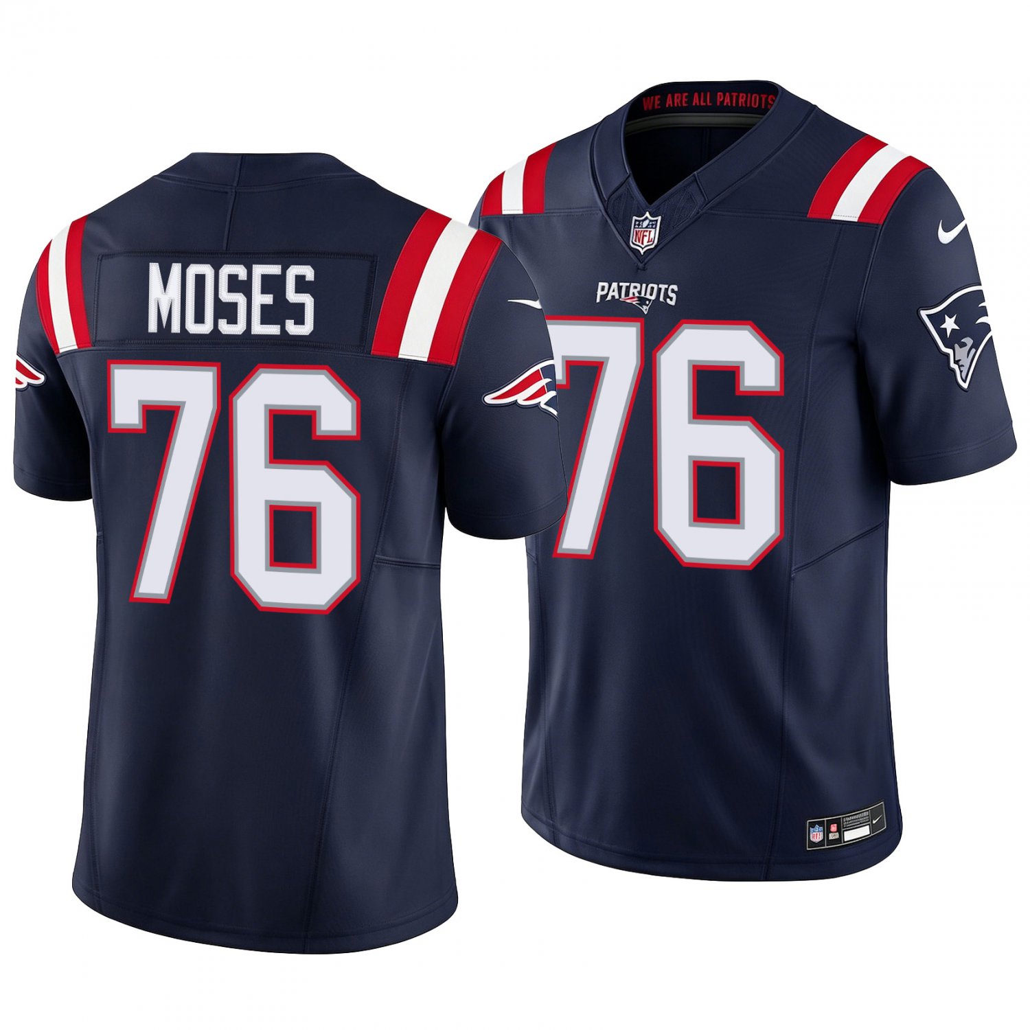 New England Patriots #76 Morgan Moses Navy Men's&Youth Jersey