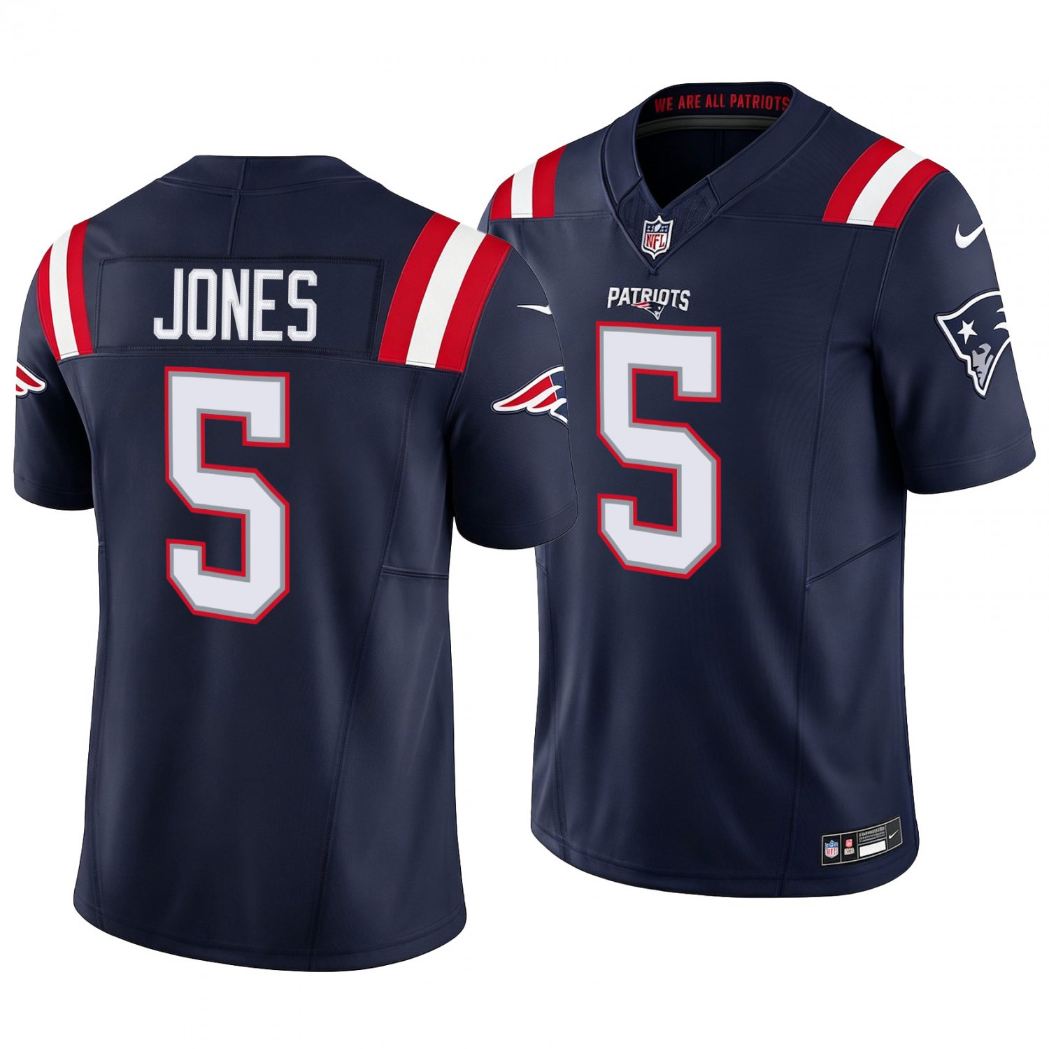 New England Patriots #5 Dre'Mont Jones Navy Men's&Youth Jersey