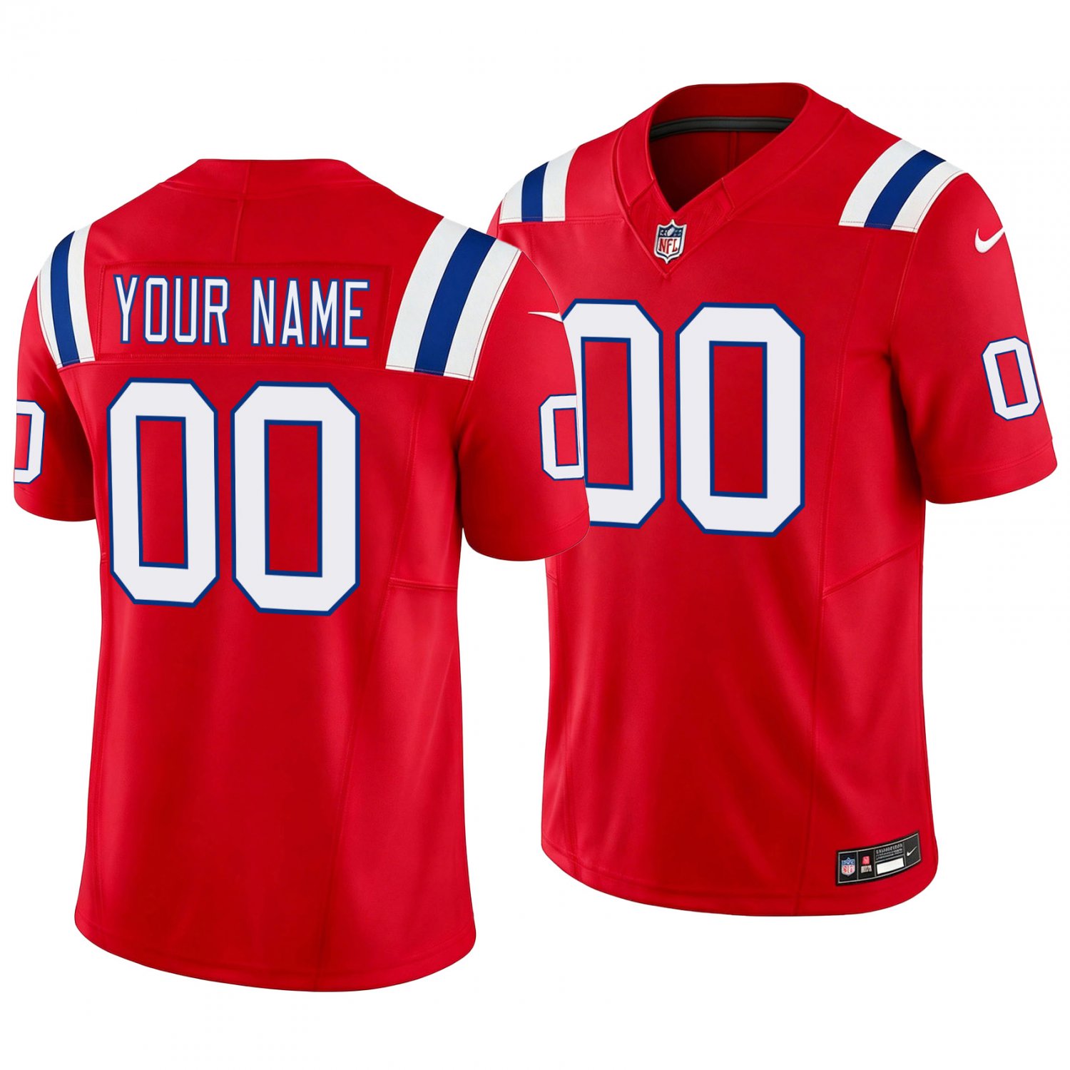 New England Patriots #00 Custom Name And Number Red Men's&Youth Jersey