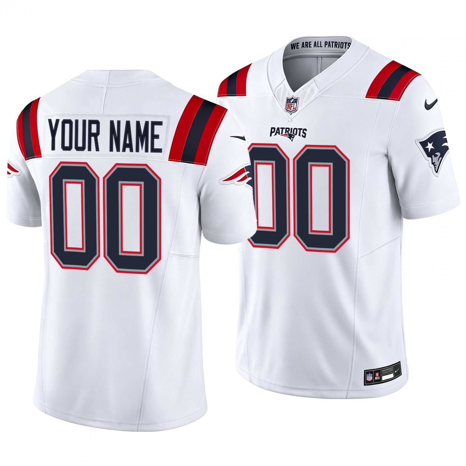 New England Patriots #00 Custom Name And Number White Men's&Youth Jersey