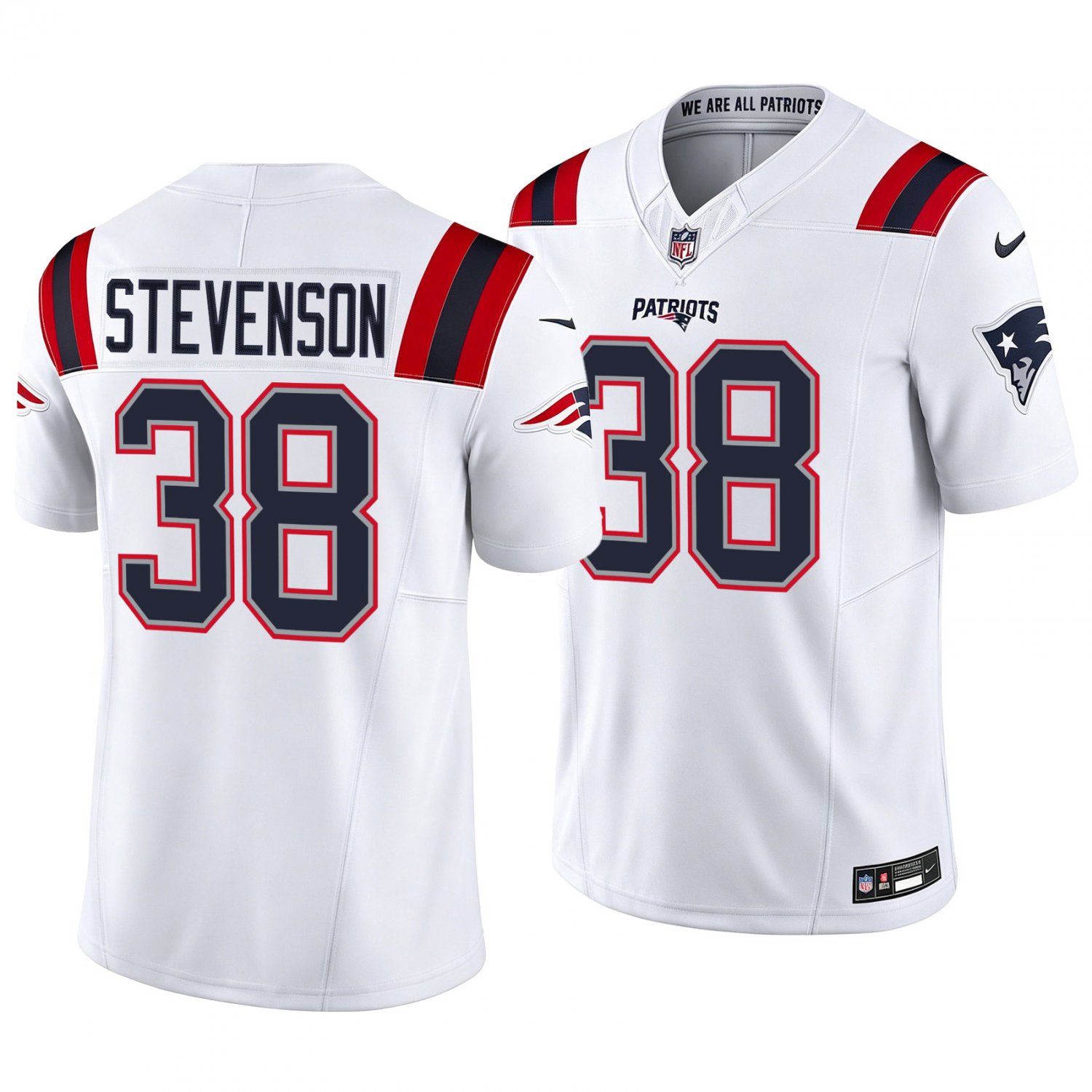 New England Patriots #38 Rhamondre Stevenson White Men's&Youth Jersey