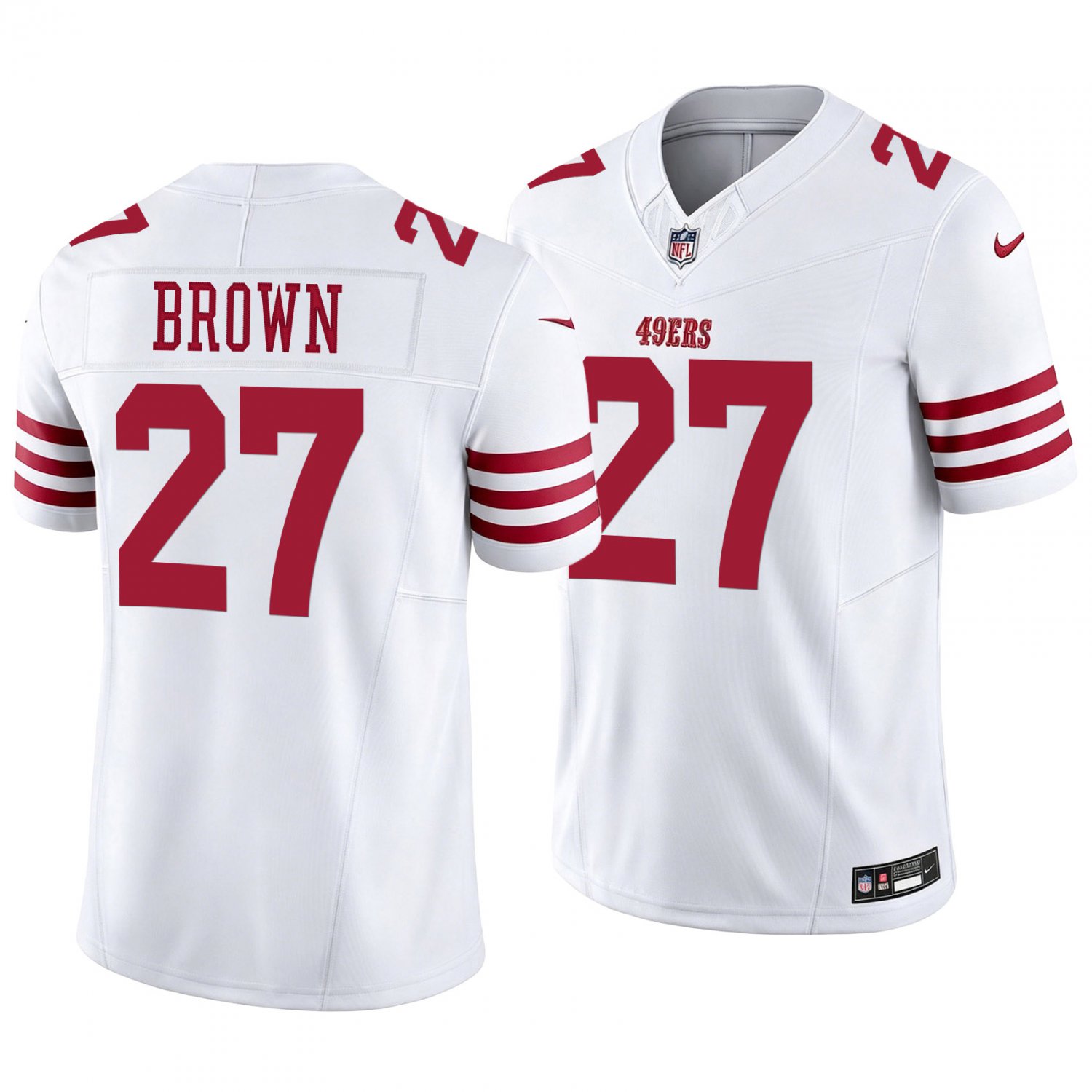 San Francisco 49ers #27 Ji'Ayir Brown White Men's&Youth Jersey