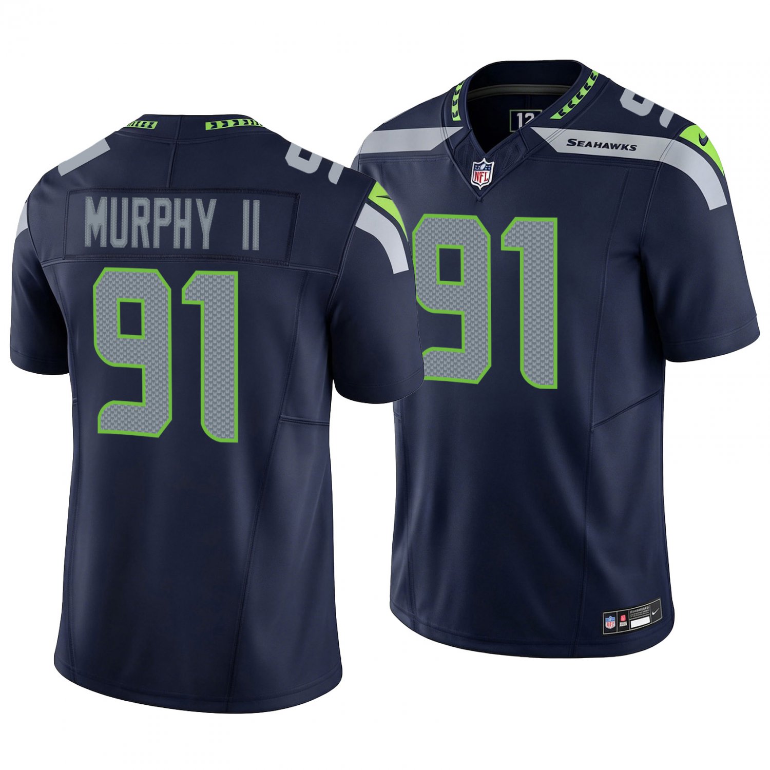Seattle Seahawks #91 Byron Murphy II Navy Men's&Youth Jersey