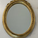 Vintage Italian Gold Gilded Wood Wall Hanging Mirror With Ornate Bow.