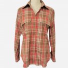 Lauren Ralph Lauren Button Down Plaid Collared Top. Size Small. Pink And Brown.