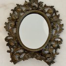 Antique Wilton Brass Cast Iron Rococo/Baroque Mirror With Stand.