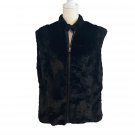 Colebrook Faux Fur And 100% Leather Trim Zippered Vest. Black. Size Medium.