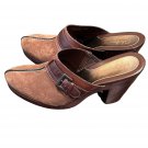 Cole Haan Suede/Leather Heeled Clogs. Womens Size 8.5. Brown