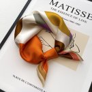 100% Pure Silk Small Scarf For Women Neckerchief Wrap Circular Geometric 53*53cm