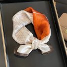 100% Silk Scarf Bandana Women Geometric Orange White Neckerchief Turban 53*53cm