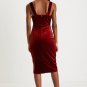 Baby, You're The One Rust Red Velvet Sleeveless Midi Dress