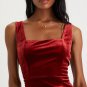 Baby, You're The One Rust Red Velvet Sleeveless Midi Dress