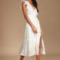 Cause to Celebrate White and Gold Dot Ruffled Tiered Midi Dress