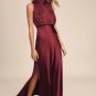 Women's Classic Elegance Wine Satin Maxi Dress