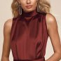 Women's Classic Elegance Wine Satin Maxi Dress