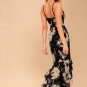Women's Darling Daylily Black Floral Print High-Low Maxi Dress