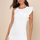 women's Dinah White One-Shoulder Dress