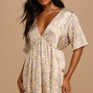Women's Express Yourself White Floral Print Satin Babydoll Dress