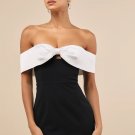 Women's Extravagant Moment Black and White Off-the-Shoulder Mini Dress