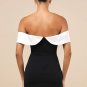 Women's Extravagant Moment Black and White Off-the-Shoulder Mini Dress