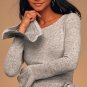 Women's Favorite Tune Heather Grey Faux Wrap Sweater Dress