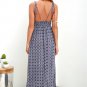 Women's Field Day Navy Blue Print Tie-Strap Maxi Dress