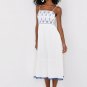 Women's Mallorca Muse White and Blue Embroidered Midi Dress