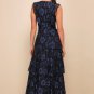 Women's Molinetto Navy Blue Lace Ruffled Tiered Sleeveless Maxi Dress